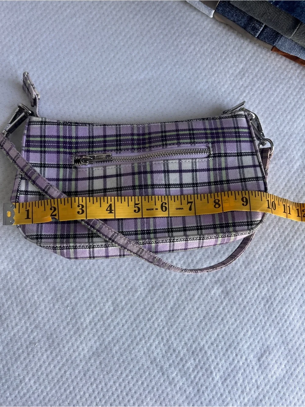 Brandy Melville Y2K Shoulder Bag | Lavender Plaid Baguette Purse | Indie - Picture 11 of 12